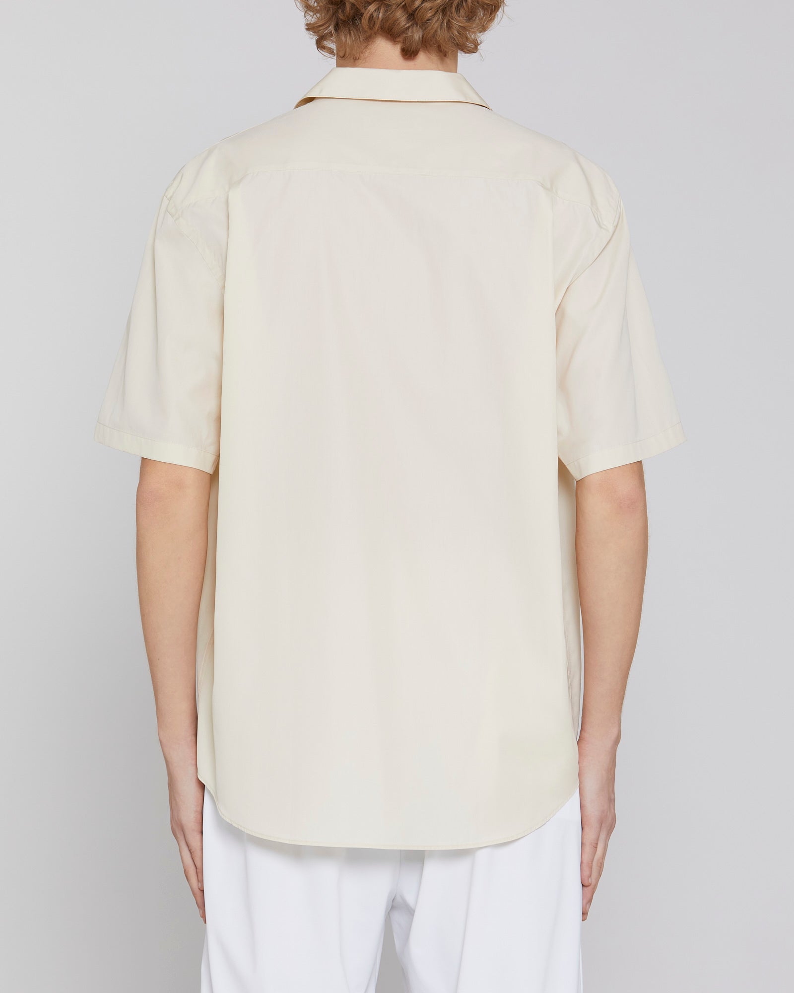 Short-sleeved poplin cotton shirt