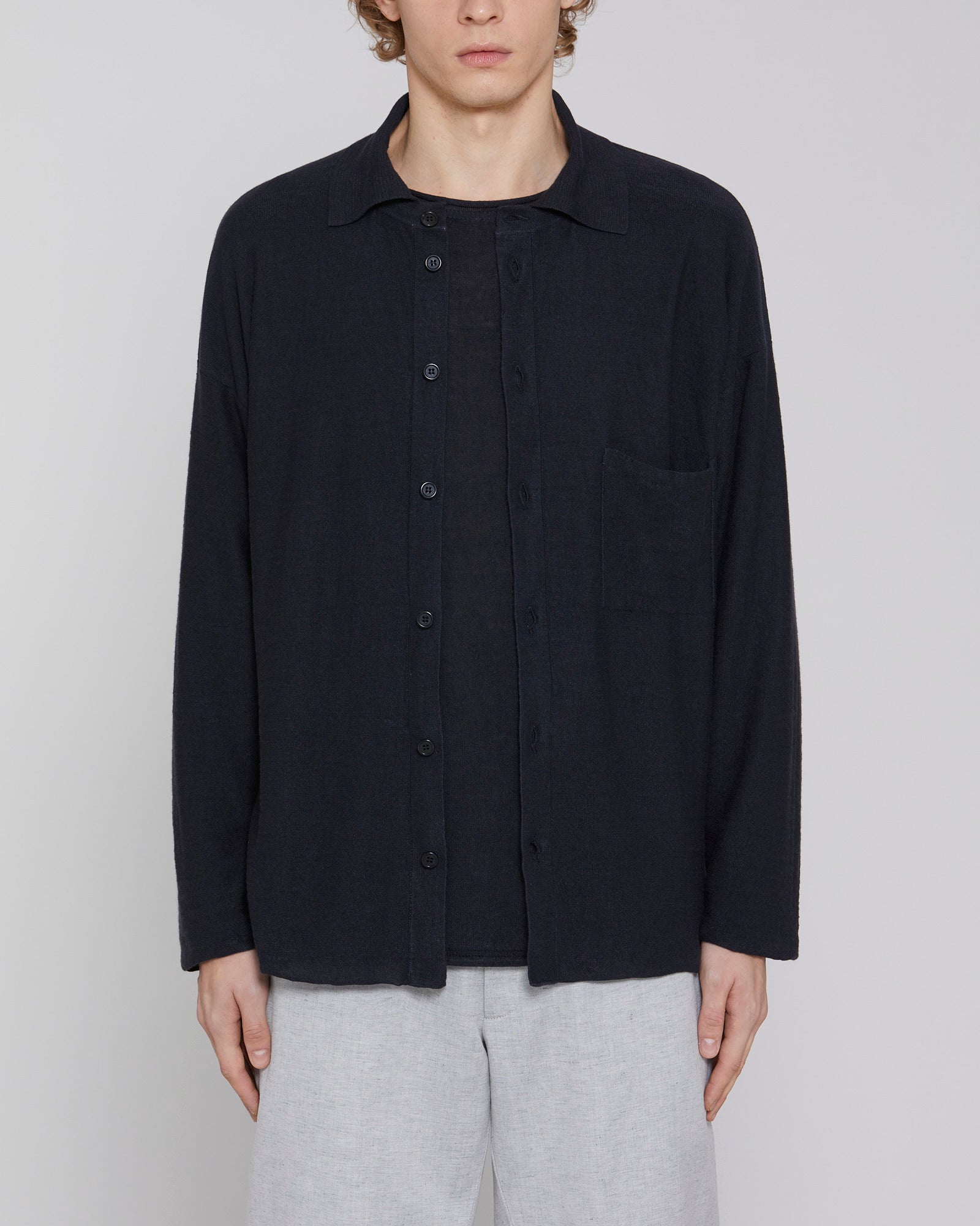 Linen, cashmere and silk covershirt