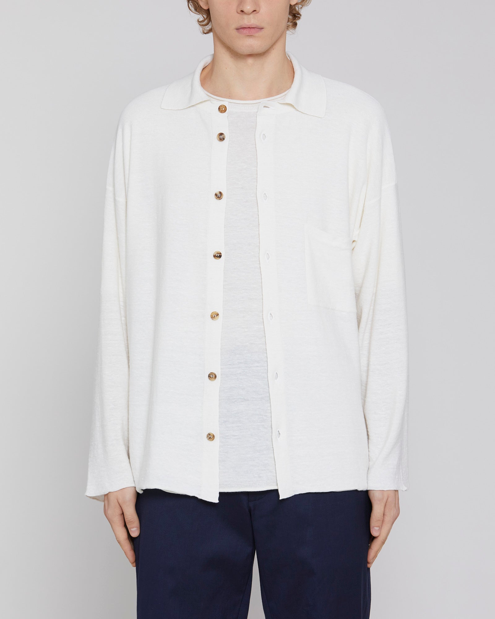 Linen, cashmere and silk covershirt