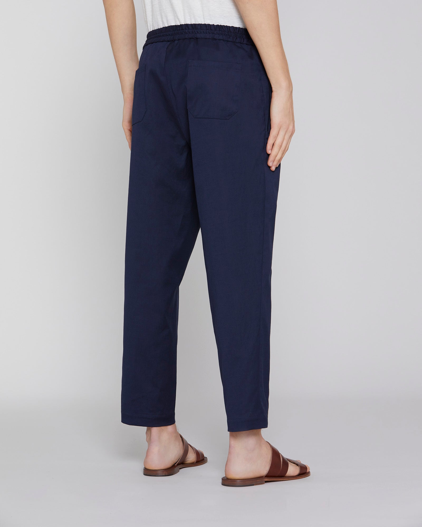 Cotton and linen trousers with zip pocket Blue