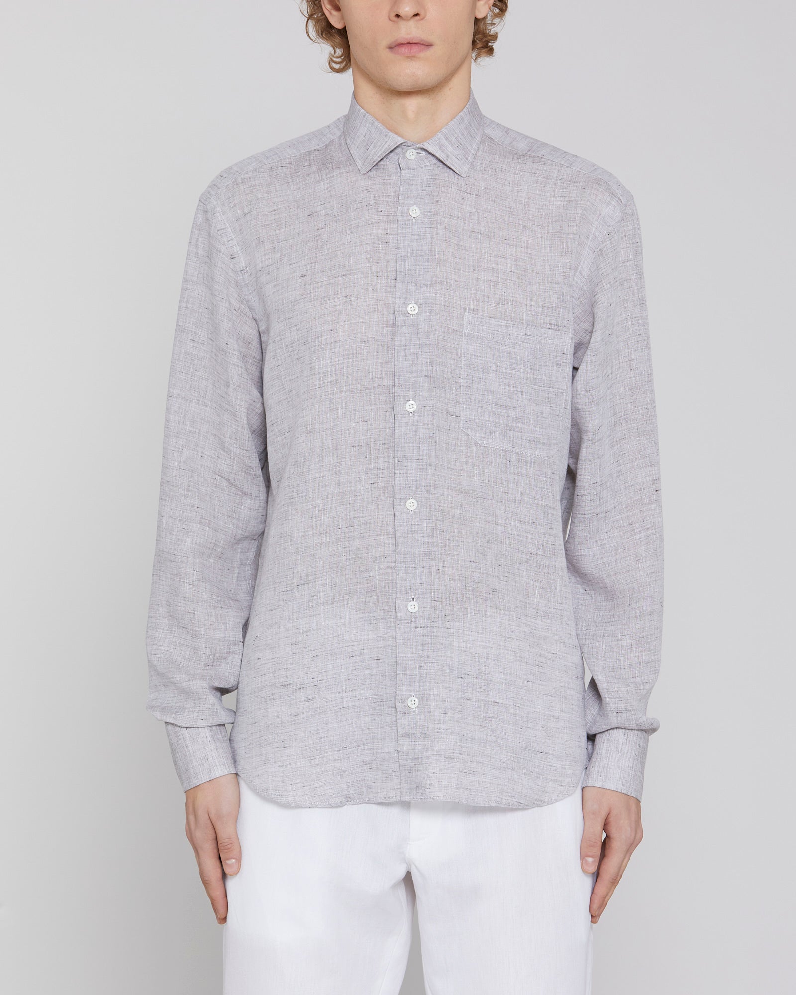 Linen shirt with classic collar Nut
