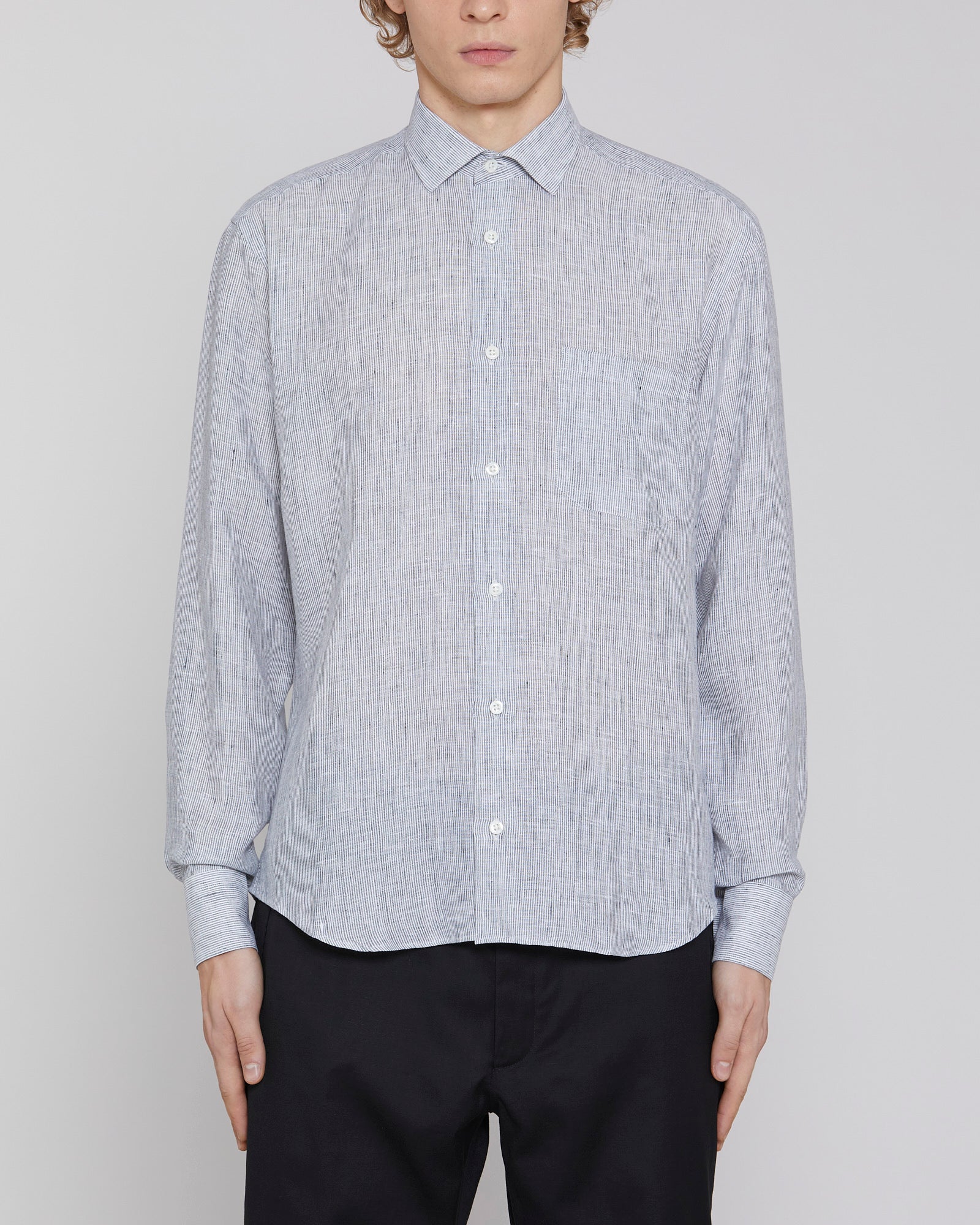 Linen shirt with classic collar White / Coal