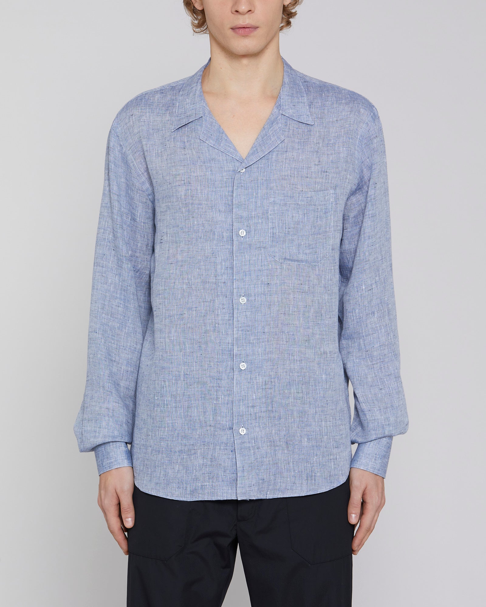 Linen shirt with Cuban collar