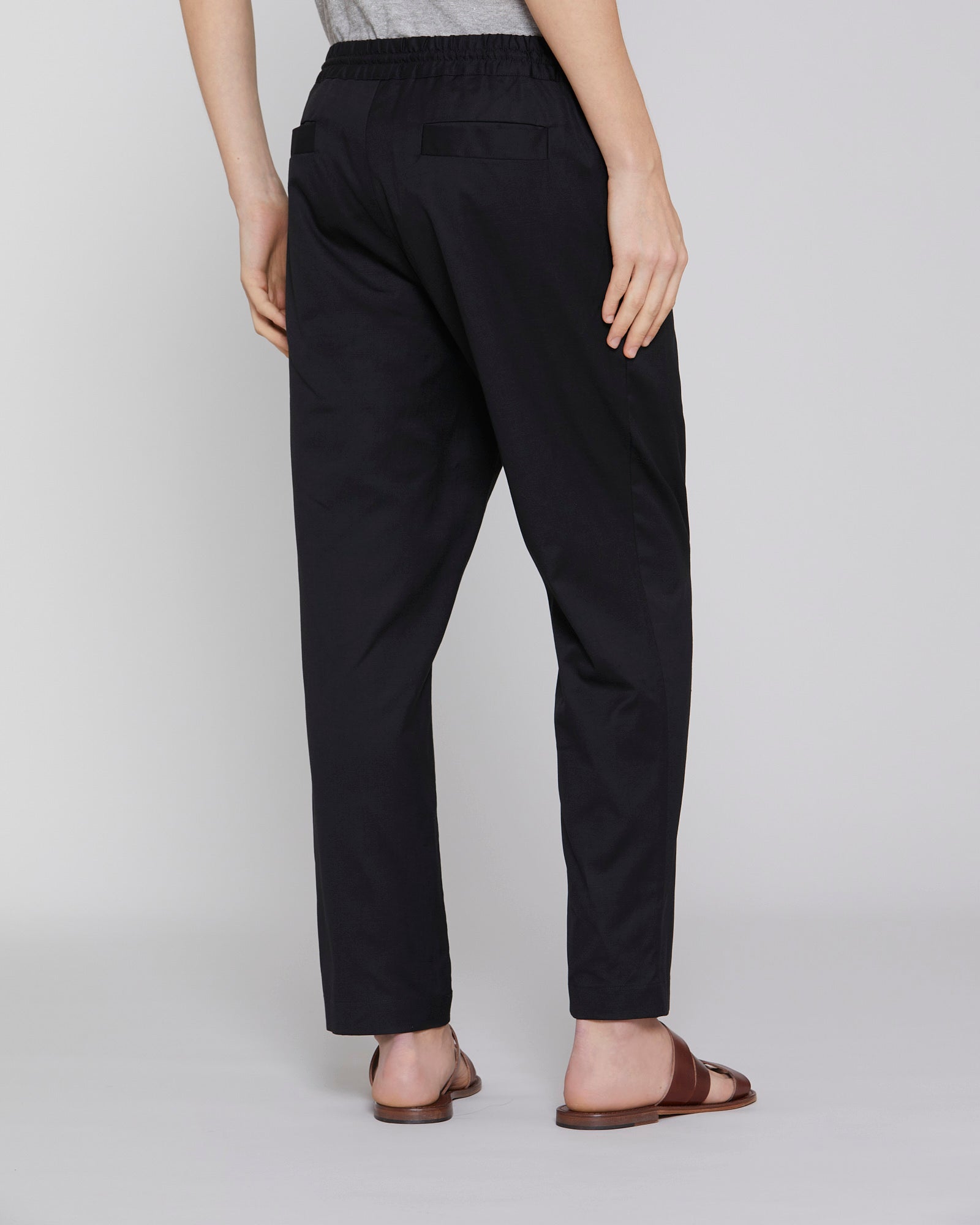 Slim fit cotton and linen trousers