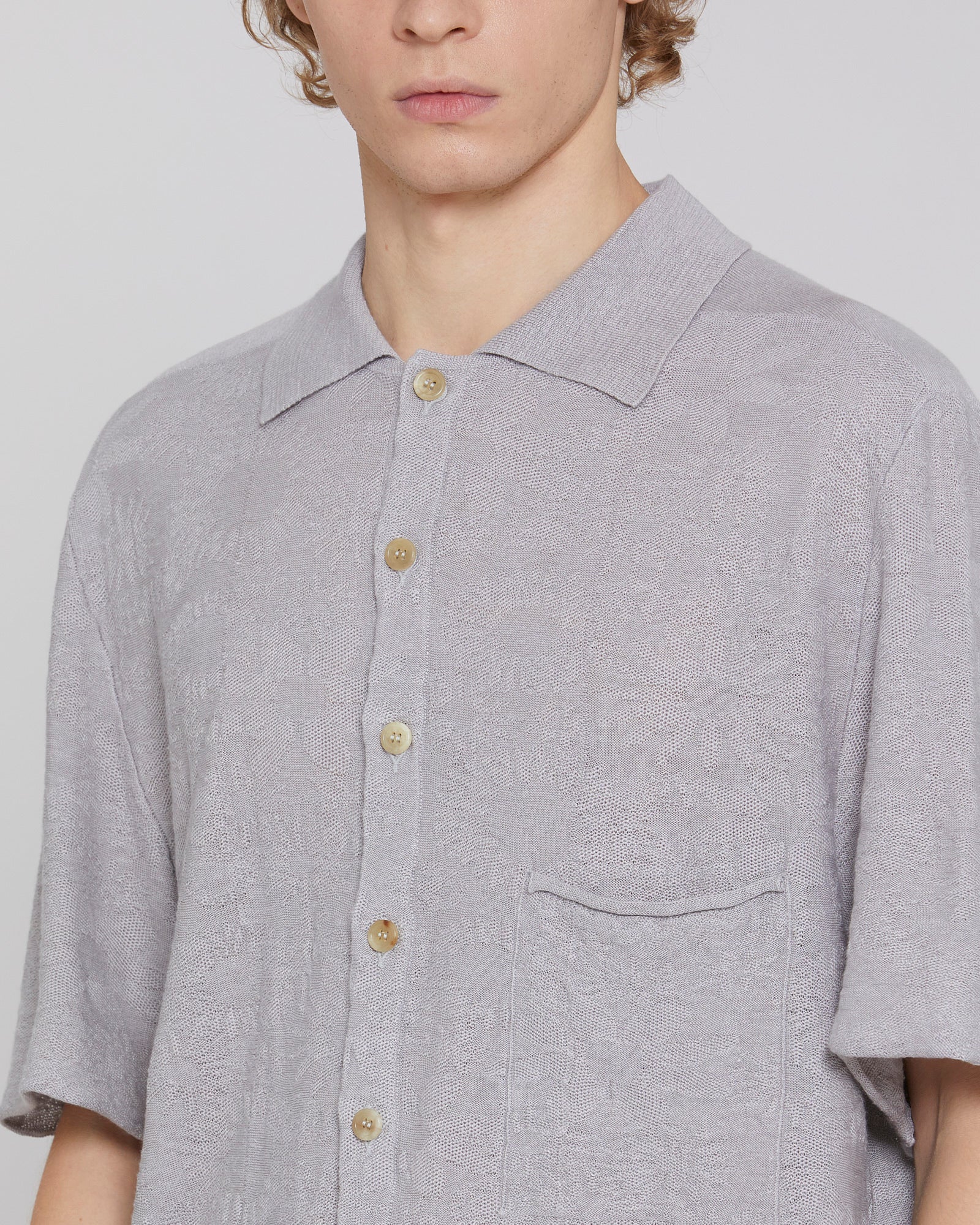 Shirt collar in knit fabric grey