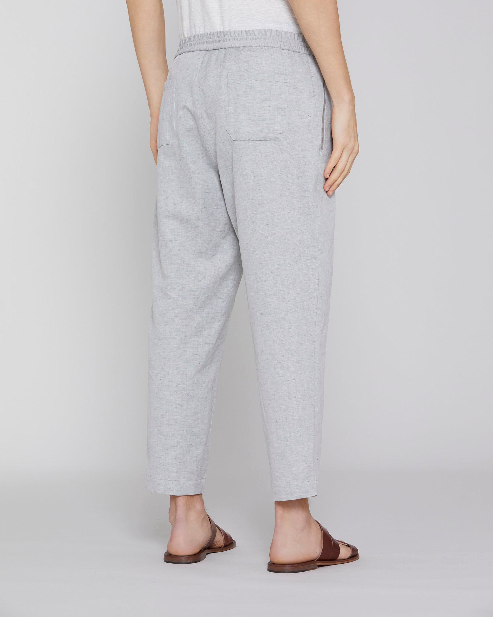 Cotton and linen trousers with zip pocket Grey