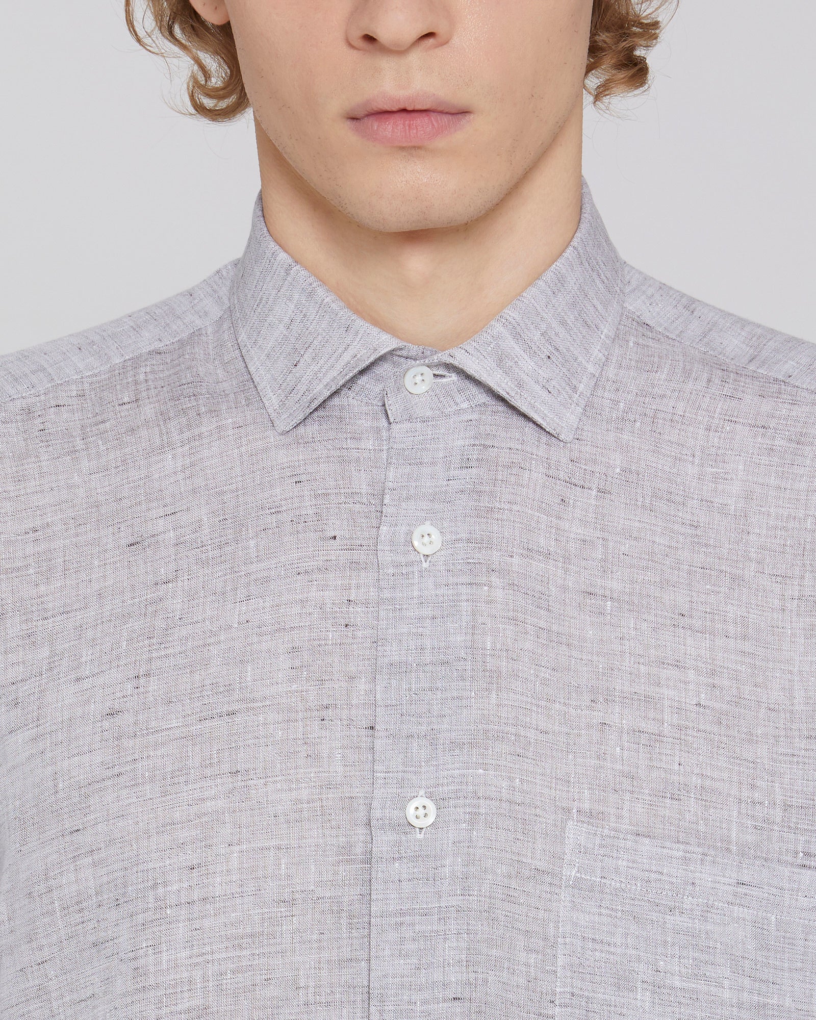 Linen shirt with classic collar Nut