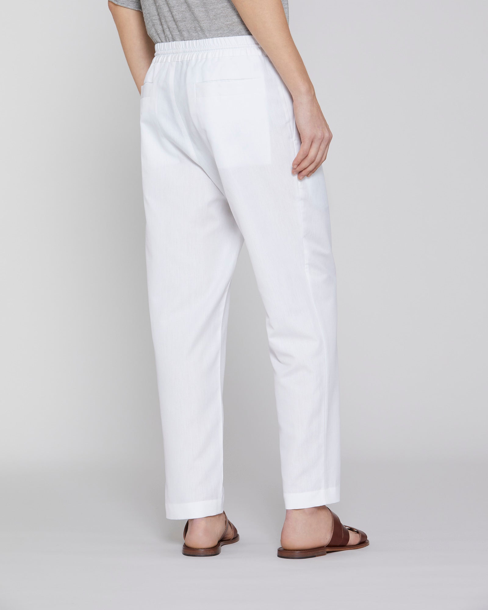 Slim fit cotton and linen trousers