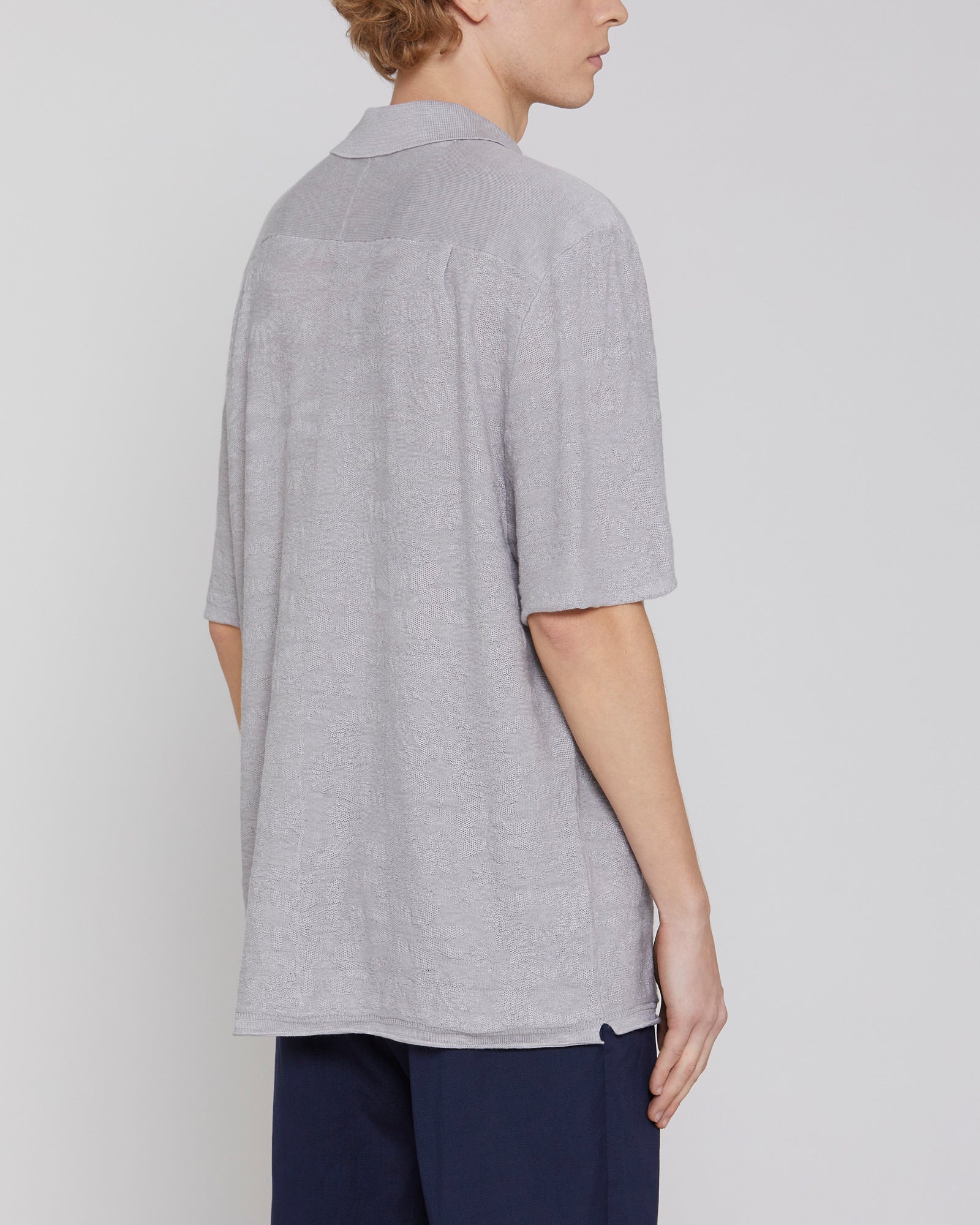 Shirt collar in knit fabric grey